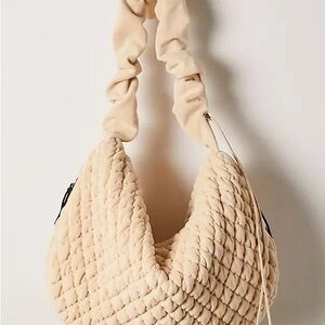 Free People Cream Textured Shoulder Bag
